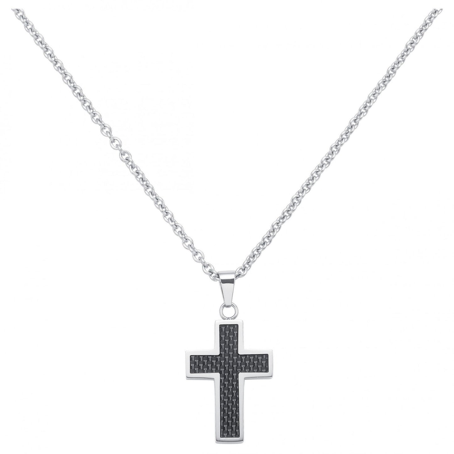 CHAINE. PEND ACIER ET CROIX CARB. NOIR (=55/0070 AVEC CHAINE) 50+5CM