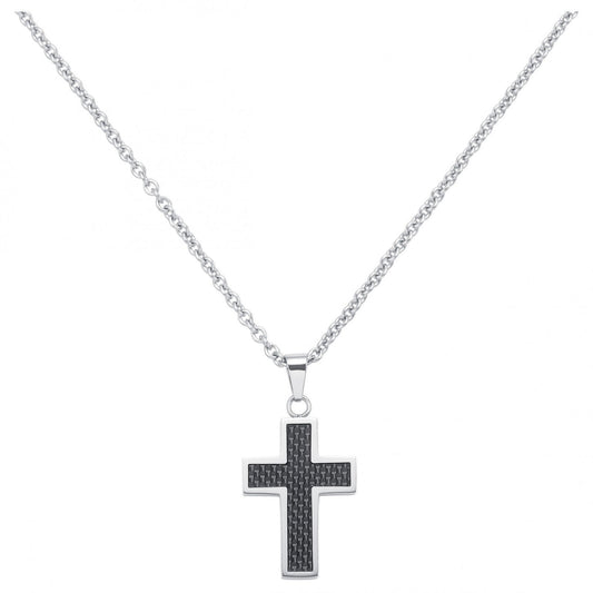 CHAINE. PEND ACIER ET CROIX CARB. NOIR (=55/0070 AVEC CHAINE) 50+5CM