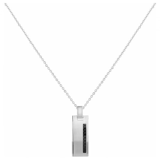 CHAINE PEND. ACIER ET BANDE CARBONE NOIR 50+5CM
