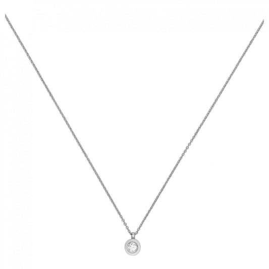 CHAINE PEND. ARGT CERCLE CERAM BLANCHE ET OZ 42+3CM