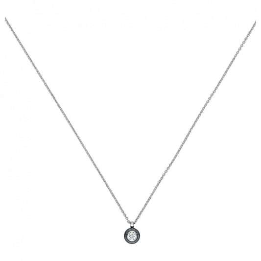 CHAINE PEND. ARGT CERCLE CERAM NOIRE ET OZ 42+3CM