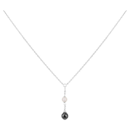 CO.ARGT. Y BOULE FACETTEE CERAM NOIRE ET PERLE-42+3CM