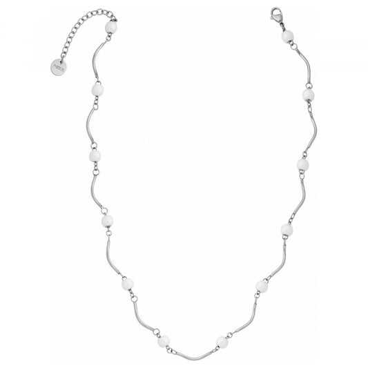 COL. ACIER ONDULE 12 BOULES CERAM. BLANCHE 45+5CM