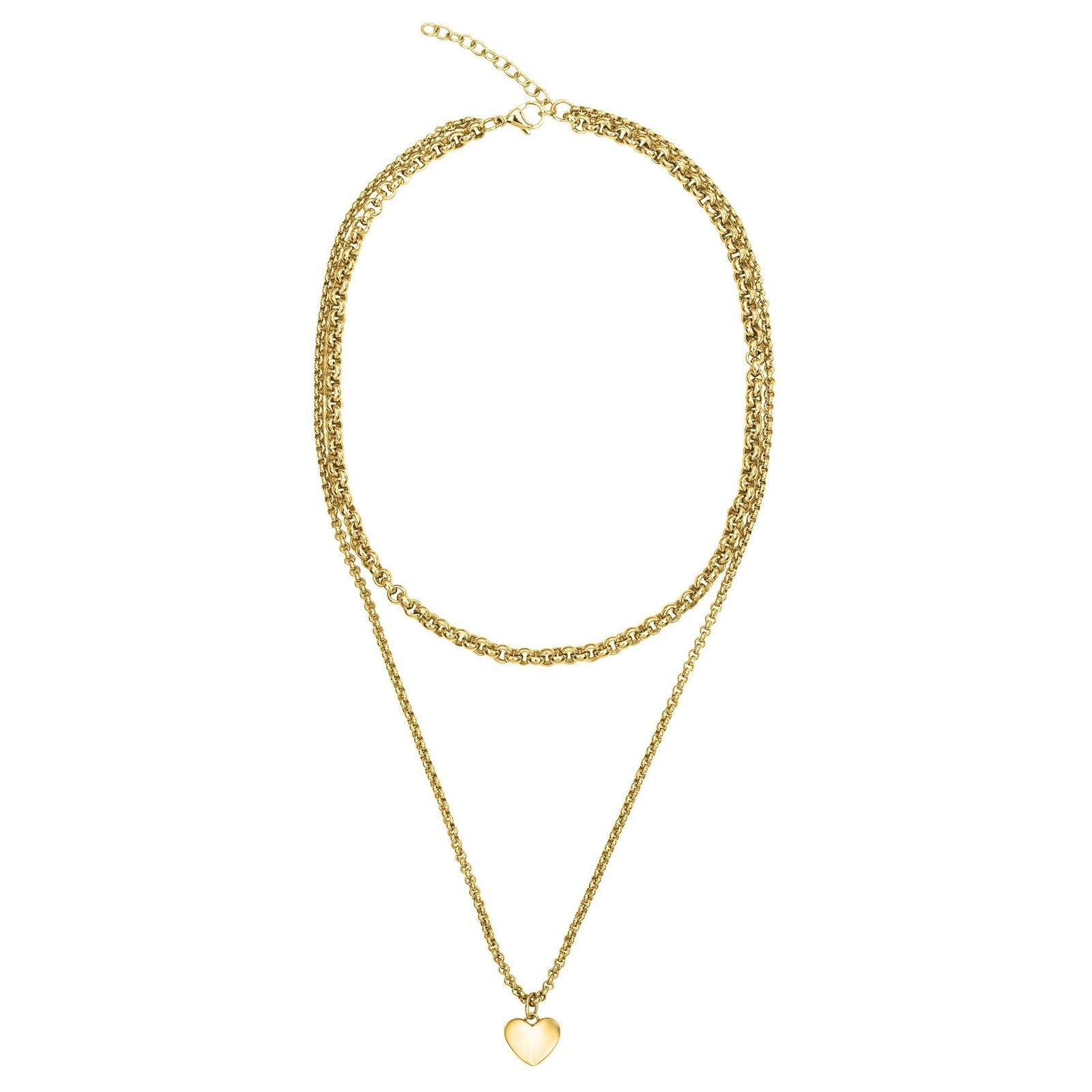 COLL. ACIER IPG MULTI CHAINES PEND. COEUR-40+5CM