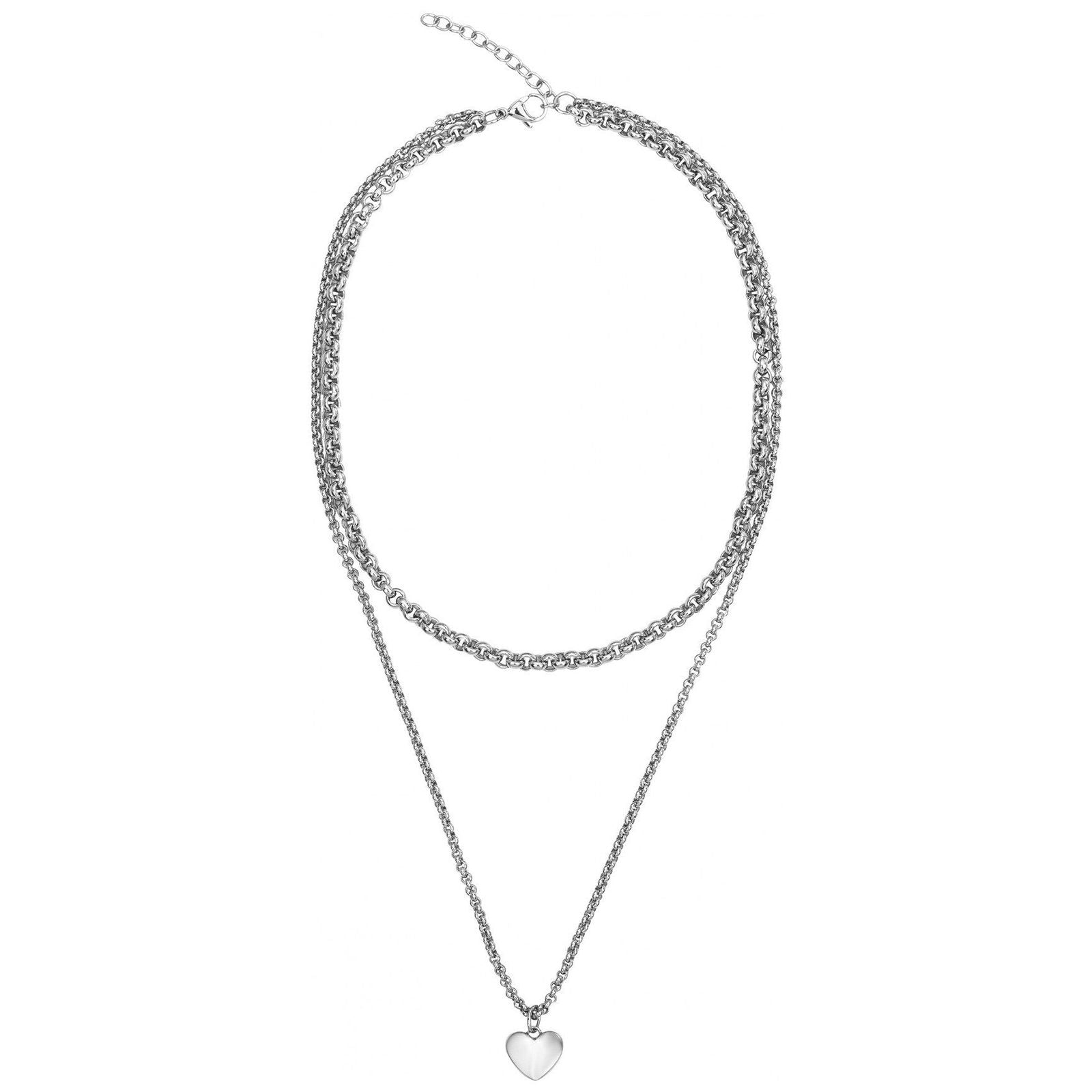 COLL. ACIER MULTI CHAINES PEND. COEUR-40+5CM