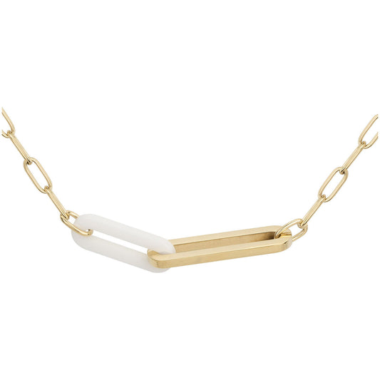 COLL. ACIER PVD JAUNE CERAMIQUE BLANCHE 42+10CM