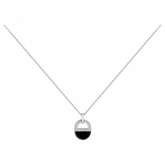 COLL. ARGENT 21 OZ ET CERAM.NOIRE-42+3CM
