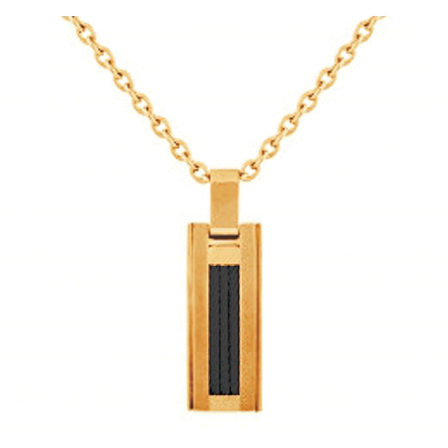 COLL. ACIER IPG ET CABLE NOIR-50CM - Bijouterie Cordier