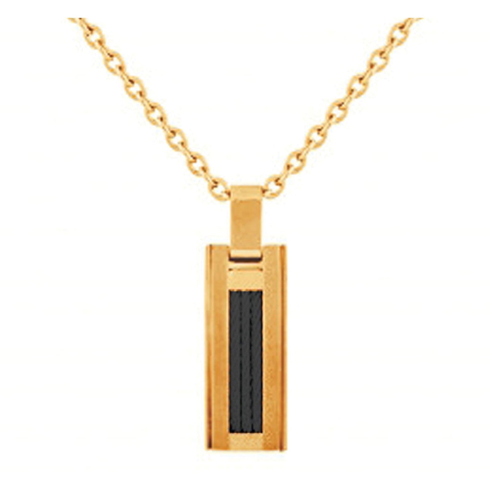 COLL. ACIER IPG ET CABLE NOIR-50CM - Bijouterie Cordier