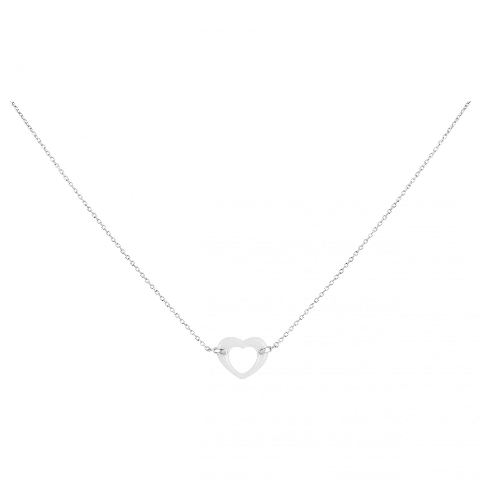 COLL ARGT COEUR CERAM BLANCHE 42+3CM