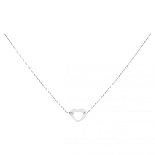 COLL ARGT COEUR CERAM BLANCHE 42+3CM