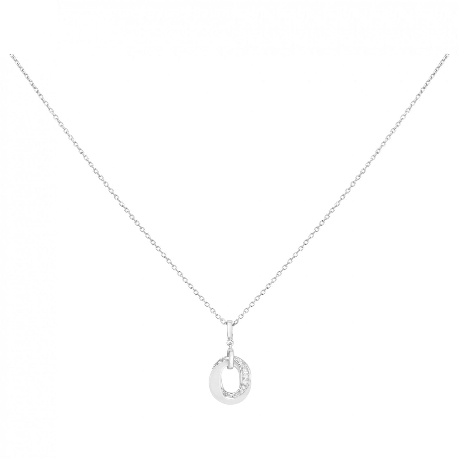 COLL ARGT OMEGAS CERAM BLANCHE ET ARGT OZ ENTRELACES 42+3CM