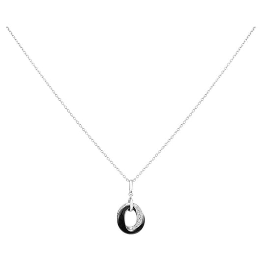 COLL ARGT OMEGAS CERAM NOIRE ET ARGT OZ ENTRELACES 42+3CM