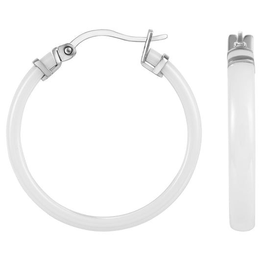 CREOLES CERAMIQUE LISSE BLANCHE - Bijouterie Cordier
