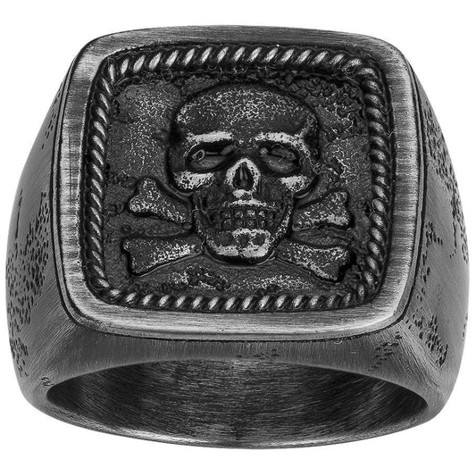 LEGEND BAG. TETE DE MORT ACIER PVD NOIR VINTAGE - Bijouterie Cordier
