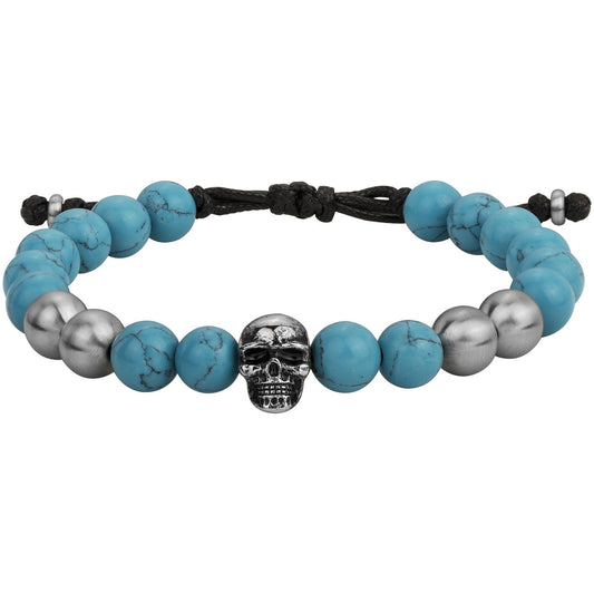 LEGEND BRAC.ACIER TURQUOISE RECONSTITUEE-REGL.18-24CM - Bijouterie Cordier