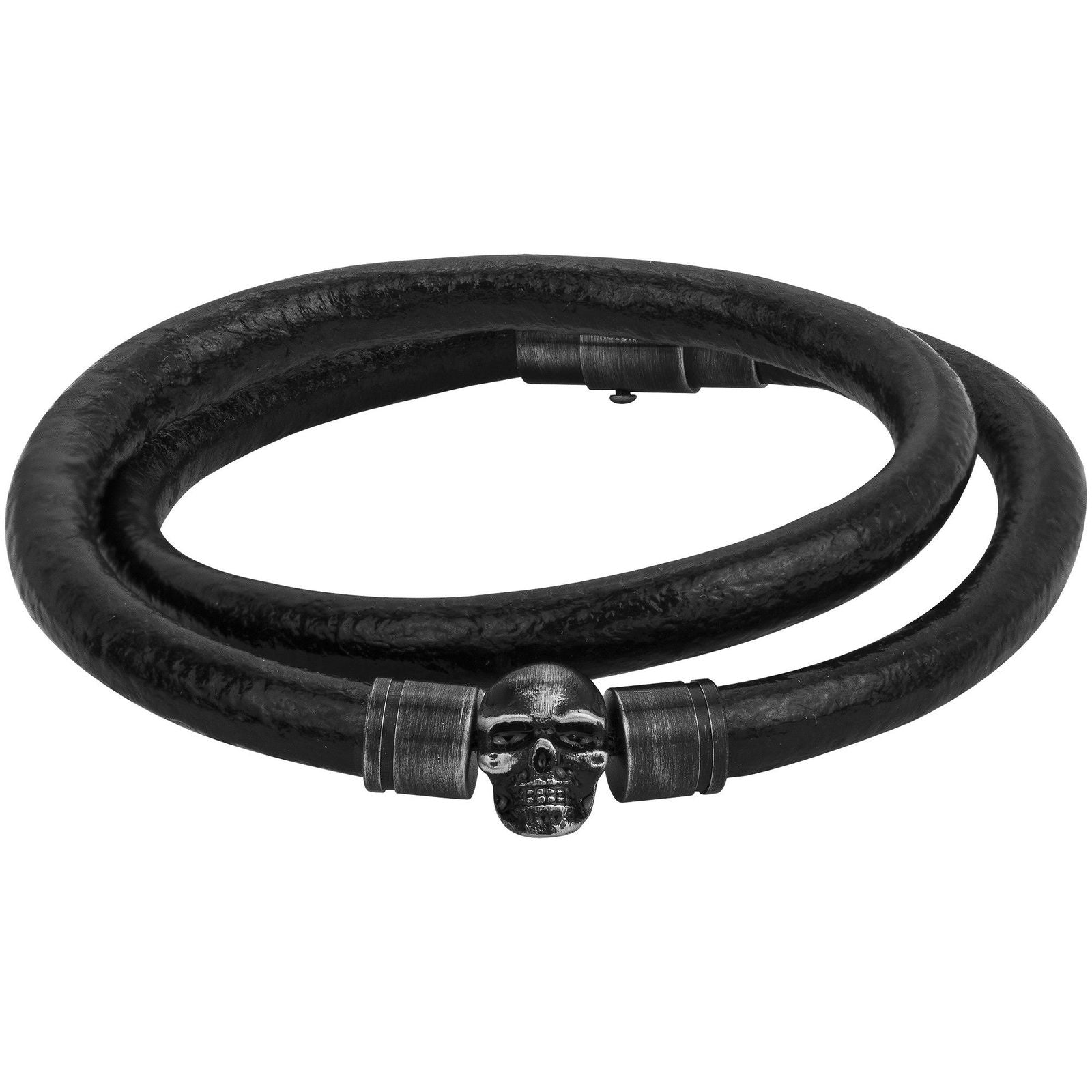 LEGEND BRAC ACIER PVD ET .CUIR VACHETTE -20CM - Bijouterie Cordier
