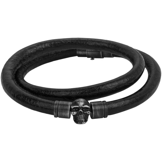 LEGEND BRAC ACIER PVD ET .CUIR VACHETTE -20CM - Bijouterie Cordier