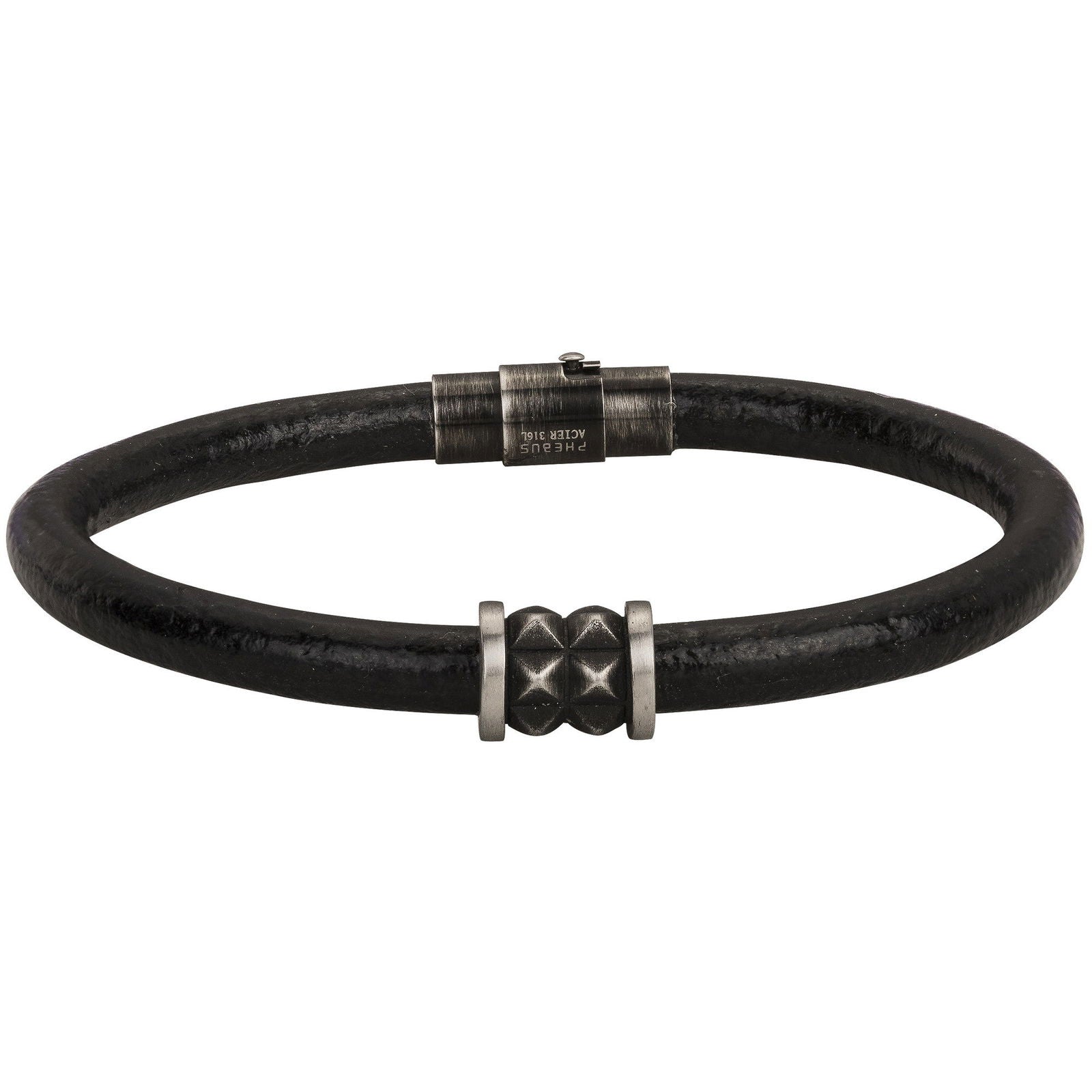LEGEND BRAC. ACIER VINTAGE ET CUIR DE VACHETTE-21CM - Bijouterie Cordier