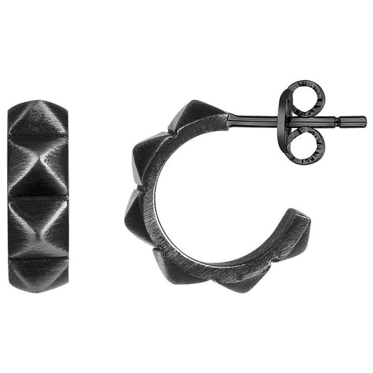 LEGEND CREOLES ACIER PVD NOIR VINTAGE - Bijouterie Cordier