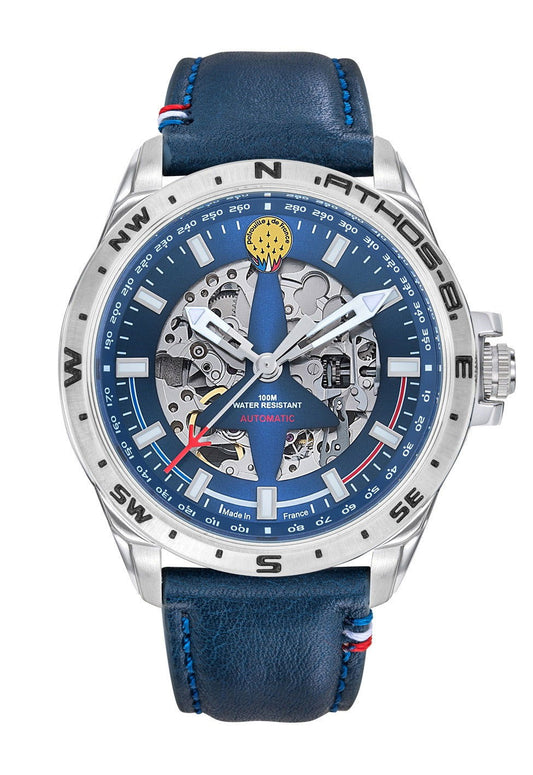 Montre Automatique Patrouille de France Athos8 - Cuir Bleu - Bijouterie Cordier