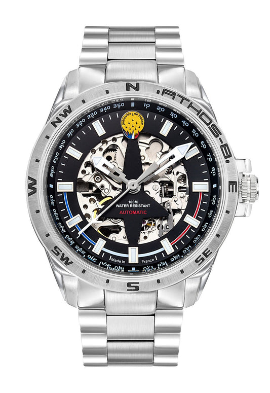 Montre Automatique Patrouille de France Athos 8 - Acier Cadran Noir - Bijouterie Cordier