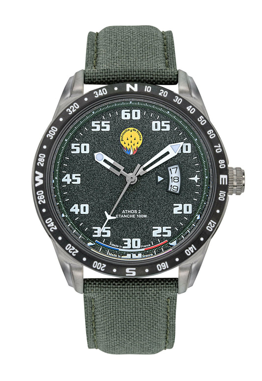 Montre Patrouille de France Athos2 - Cadran et Bracelet Kaki A2-100ID-668126 - Bijouterie Cordier