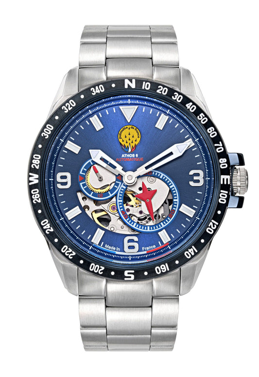 Montre Patrouille de France Athos6 - Automatique Cadran Bleu A6-100SCS-668124 - Bijouterie Cordier