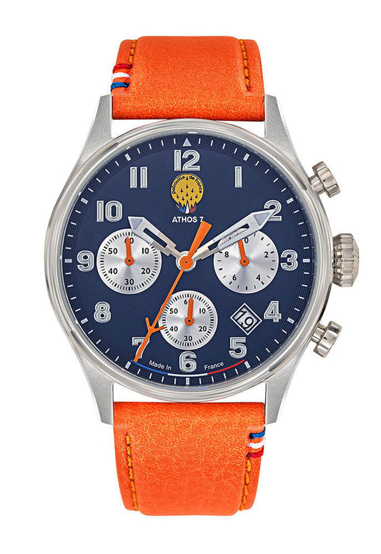 Montre Patrouille de France  Athos7- Chronographe Cadran Bleu  A7-100EG-668137 - Bijouterie Cordier