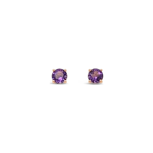 Boucles d'oreilles Gringoire Joaillerie en or jaune et améthyste