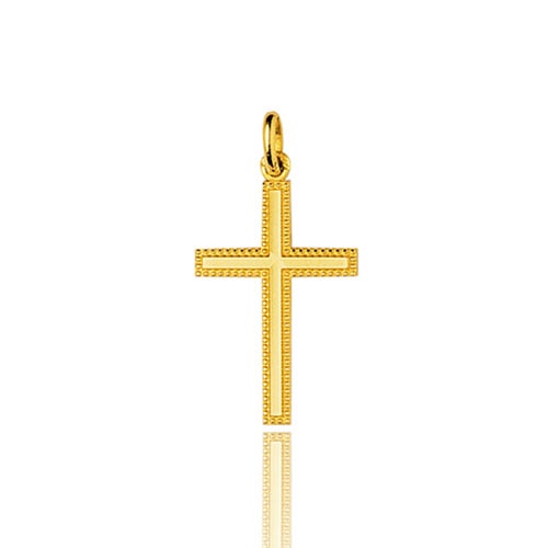 Pendentif Croix Or Jaune Simple 18K - Bijouterie Cordier