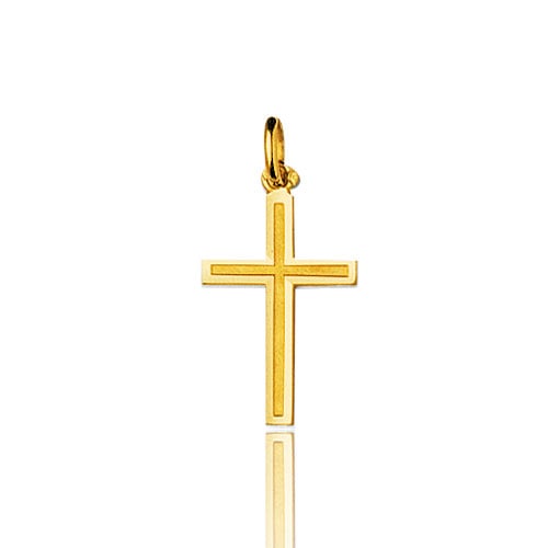 Pendentif Croix Or Jaune Vide 18K - Bijouterie Cordier