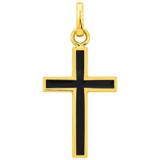 Pendentif Croix en Or Jaune et Noir 18K - Bijouterie Cordier
