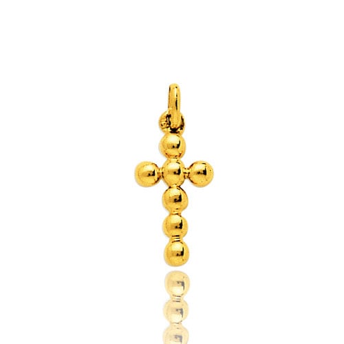Pendentif Croix en Or Jaune et Perle 18K - Bijouterie Cordier