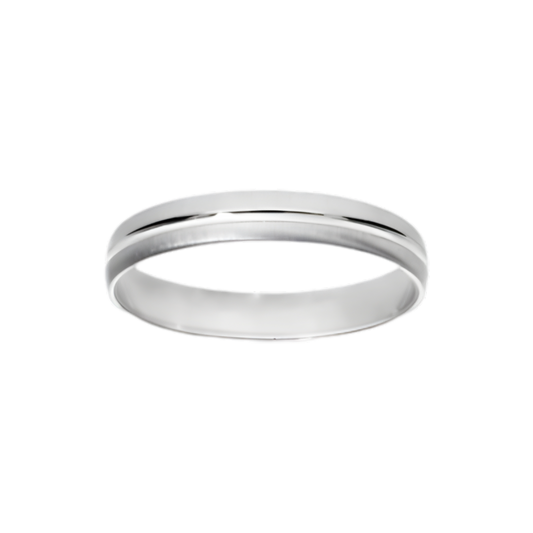 Alliance Argent Rhodié 925/1000e – Ruban Givrée 4mm
