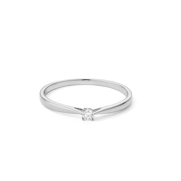 Solitaire en or gris 18 carats – Diamants 0,05 à 0,50 ct