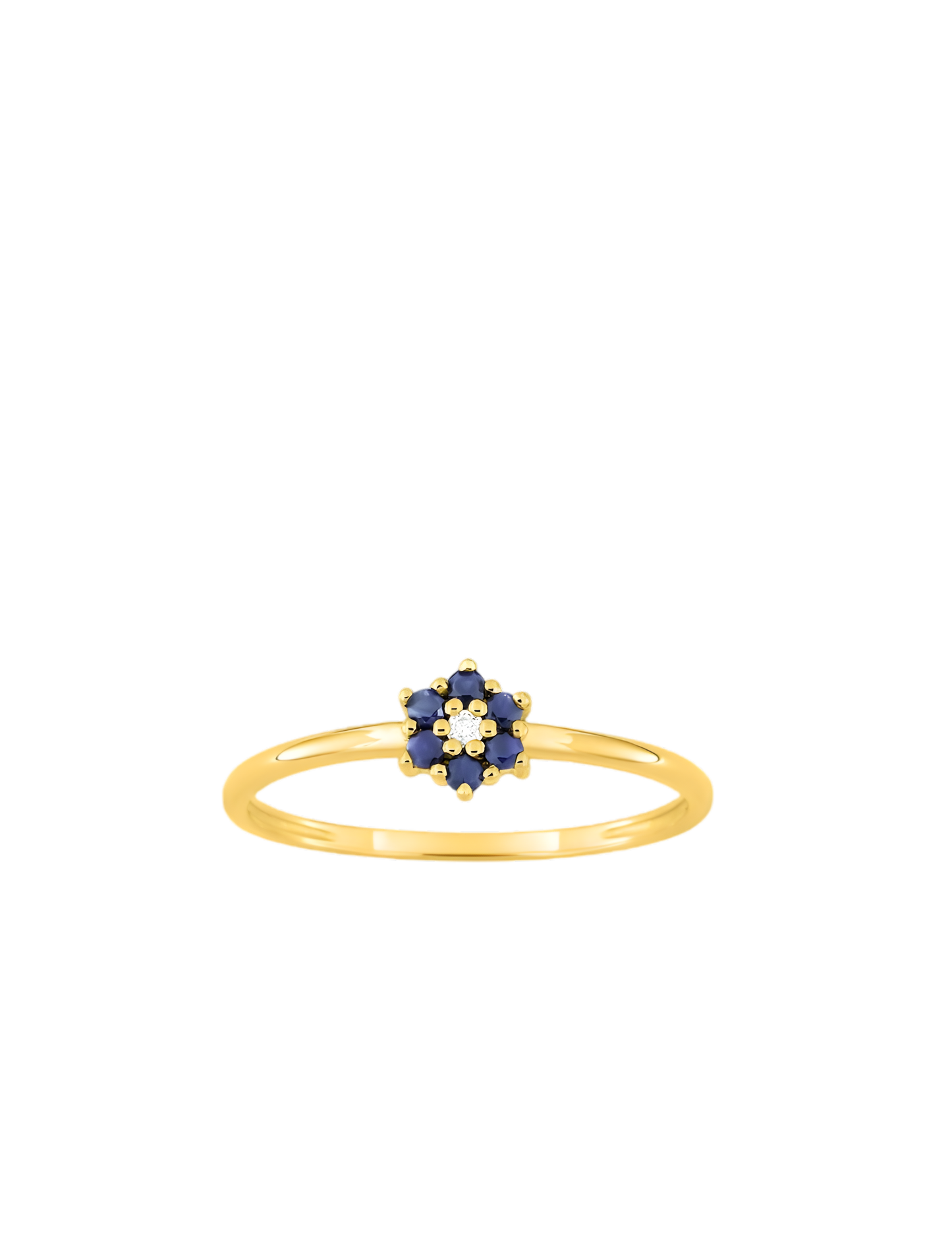Bague fleur or jaune 375‰ avec saphirs et diamant
