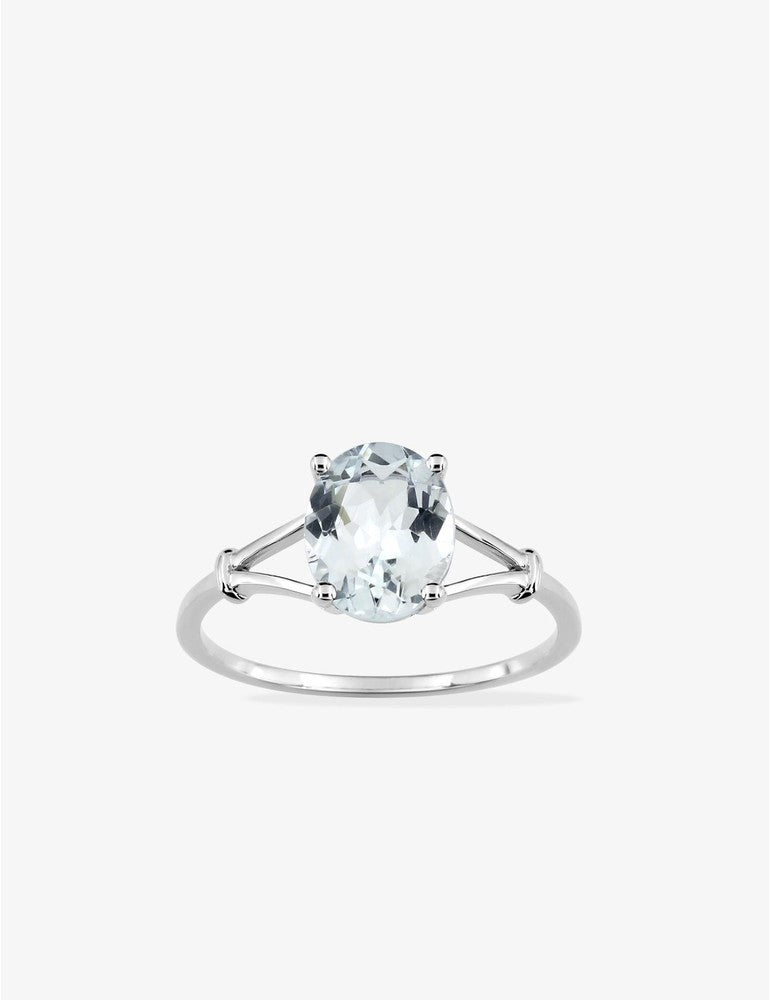 Bague en or blanc 375‰ et aigue-marine