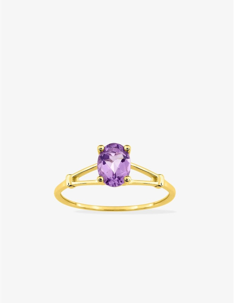 Bague en or jaune 375‰ avec améthyste