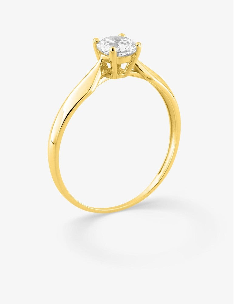 Bague en or jaune 750 ‰ – Oxyde de zirconium 0,50 ct