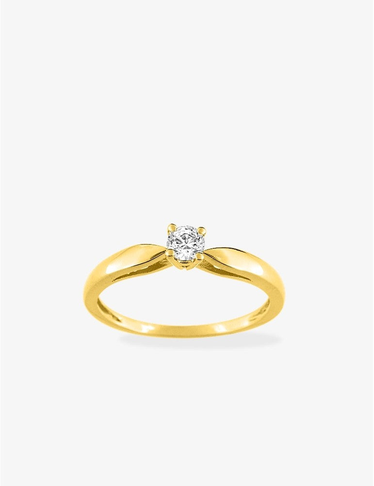 Bague Solitaire Femme en Plaqué Or et Oxyde de Zirconium 3,5 mm