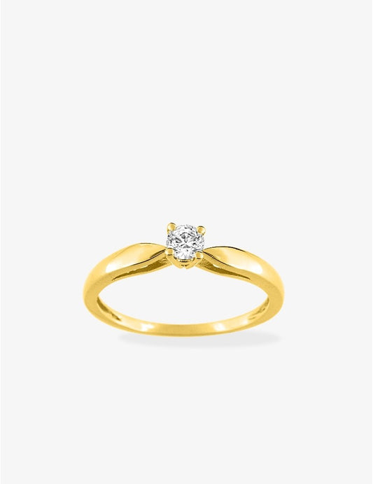 Bague Solitaire Femme en Plaqué Or et Oxyde de Zirconium 3,5 mm