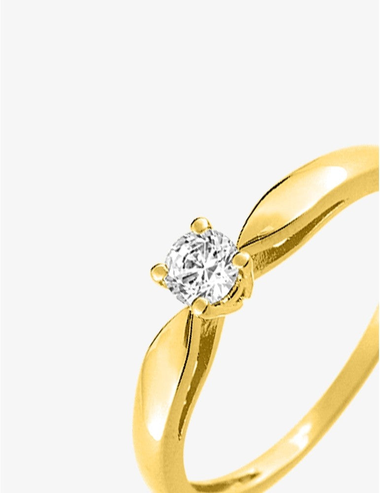 Bague Solitaire Femme en Plaqué Or et Oxyde de Zirconium 3,5 mm