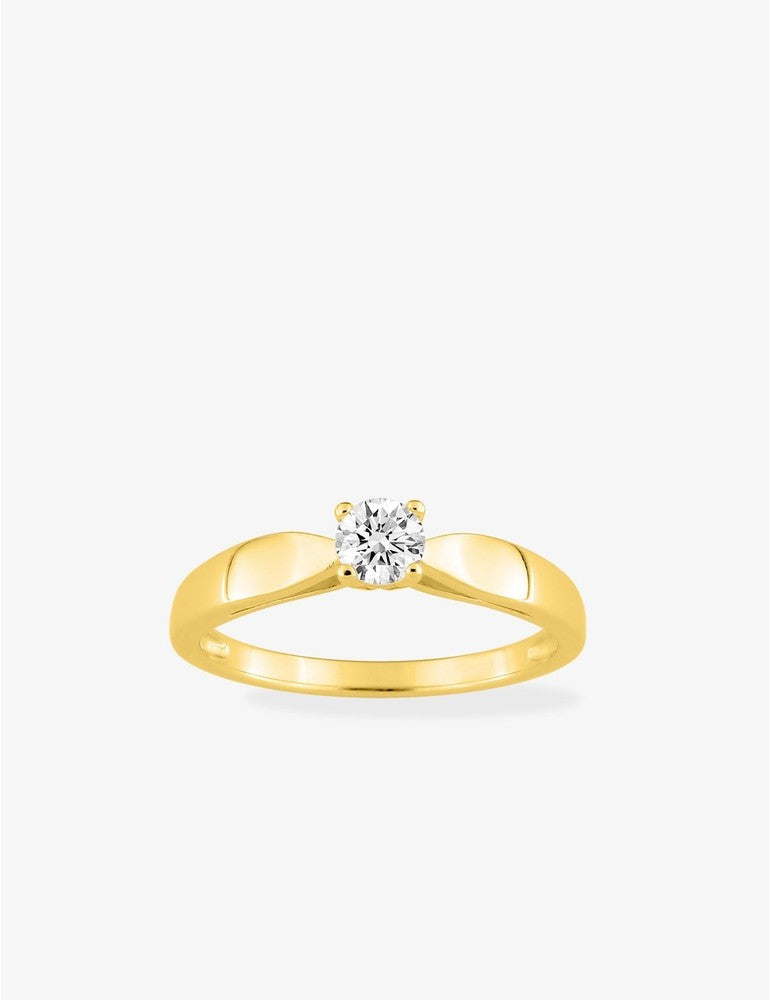 Bague Solitaire Femme en Plaqué Or et Oxyde de Zirconium 4 mm