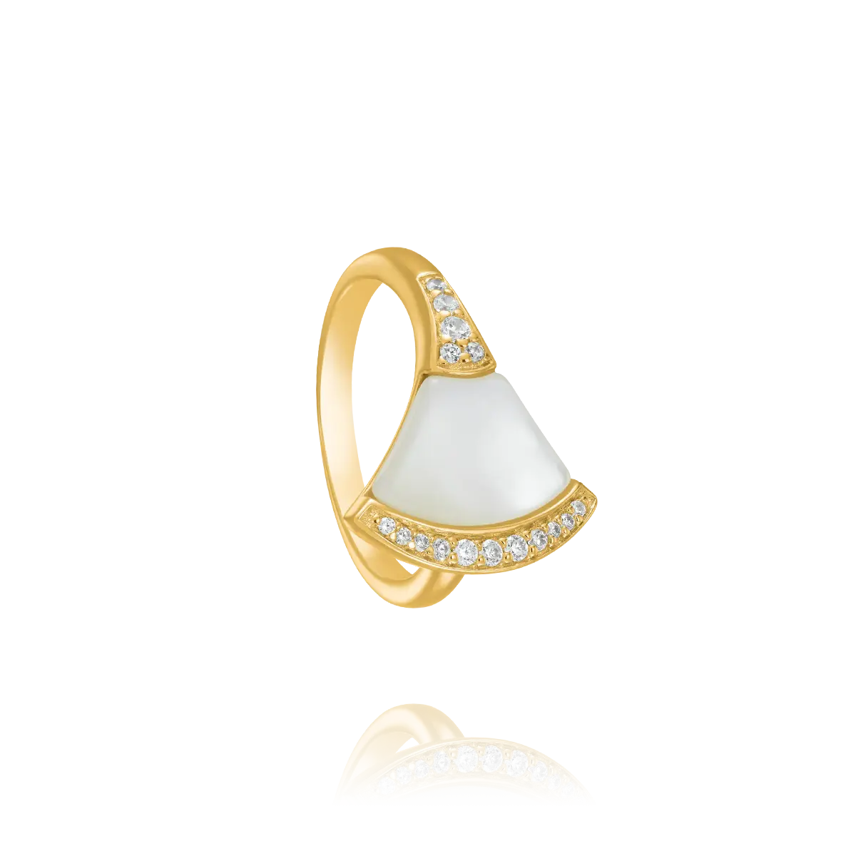 Bague Légende Nacre, Argent Doré & Oxydes de Zirconium Charles Garnier