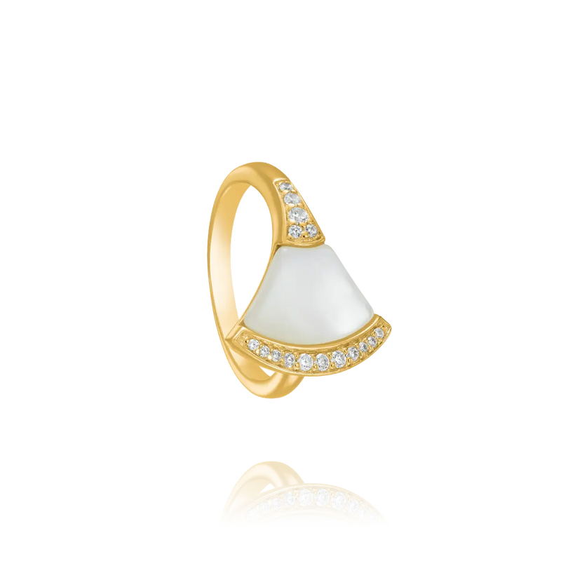 Bague Légende Nacre, Argent Doré & Oxydes de Zirconium Charles Garnier
