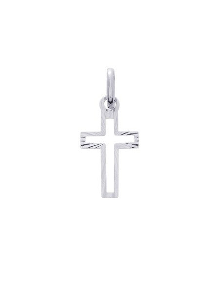 Pendentif Croix Ajourée en Or Gris 18K