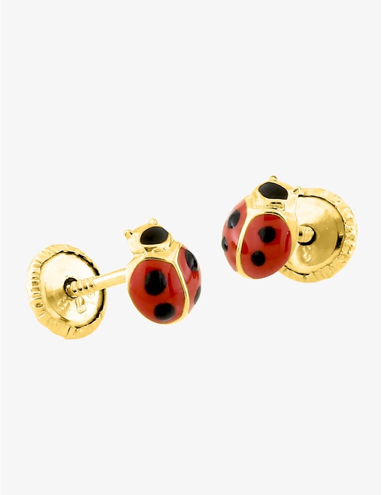Boucles d’Oreilles Coccinelle en Or 750 – Système Vis – 0.30g