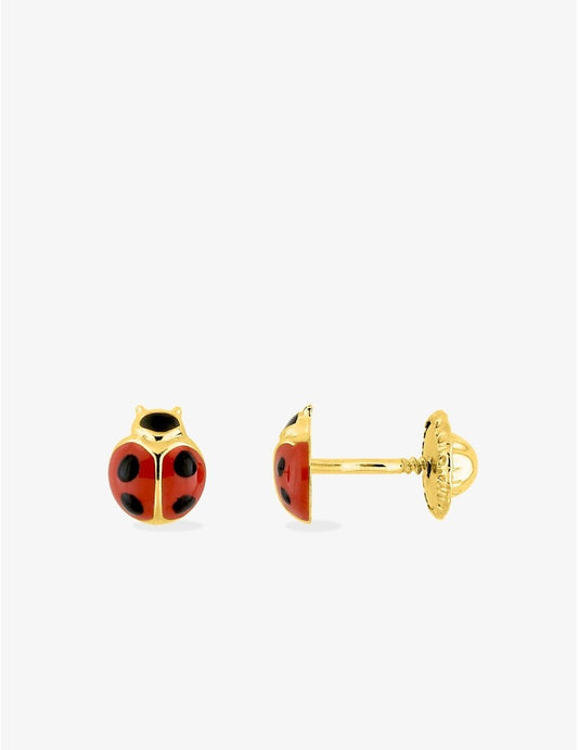 Boucles d’Oreilles Coccinelle en Or 750 – Système Vis – 0.30g
