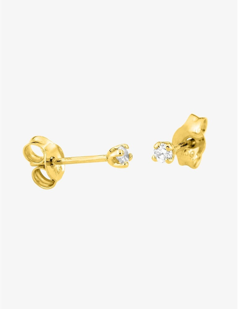 Clous d’Oreilles Diamant 0,06 ct en Or Jaune 750‰ – Fermoir Poussette Belge